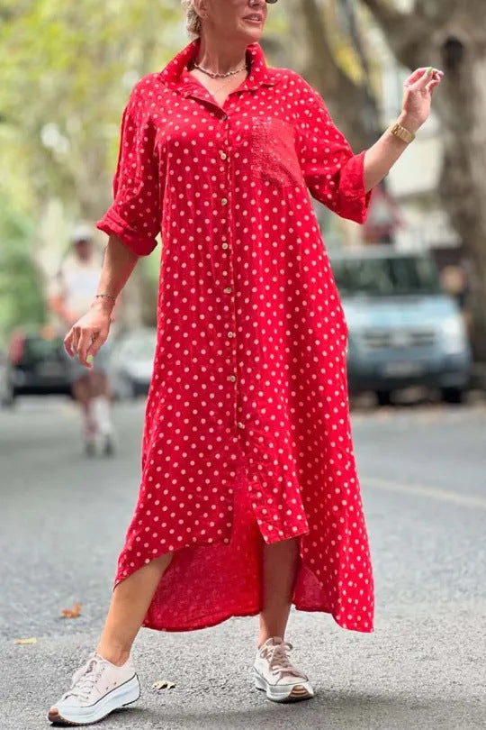 Robe chemise à pois pour femme, coupe décontractée, de berg-feldt