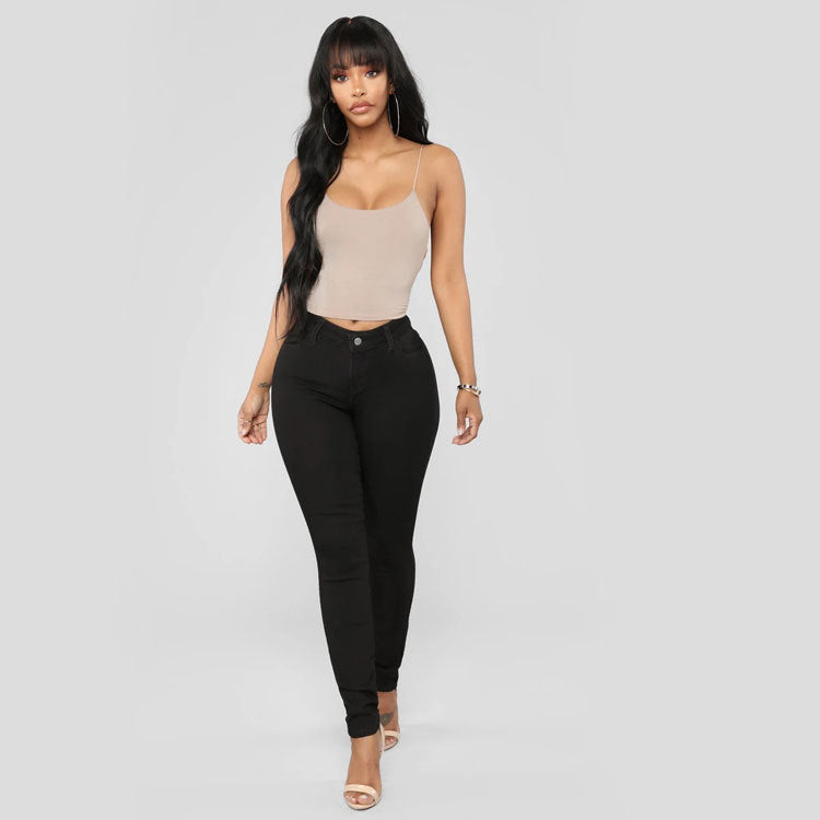 Schmale Damenjeans mit hohem Bund und Stretchanteil von berg-feldt