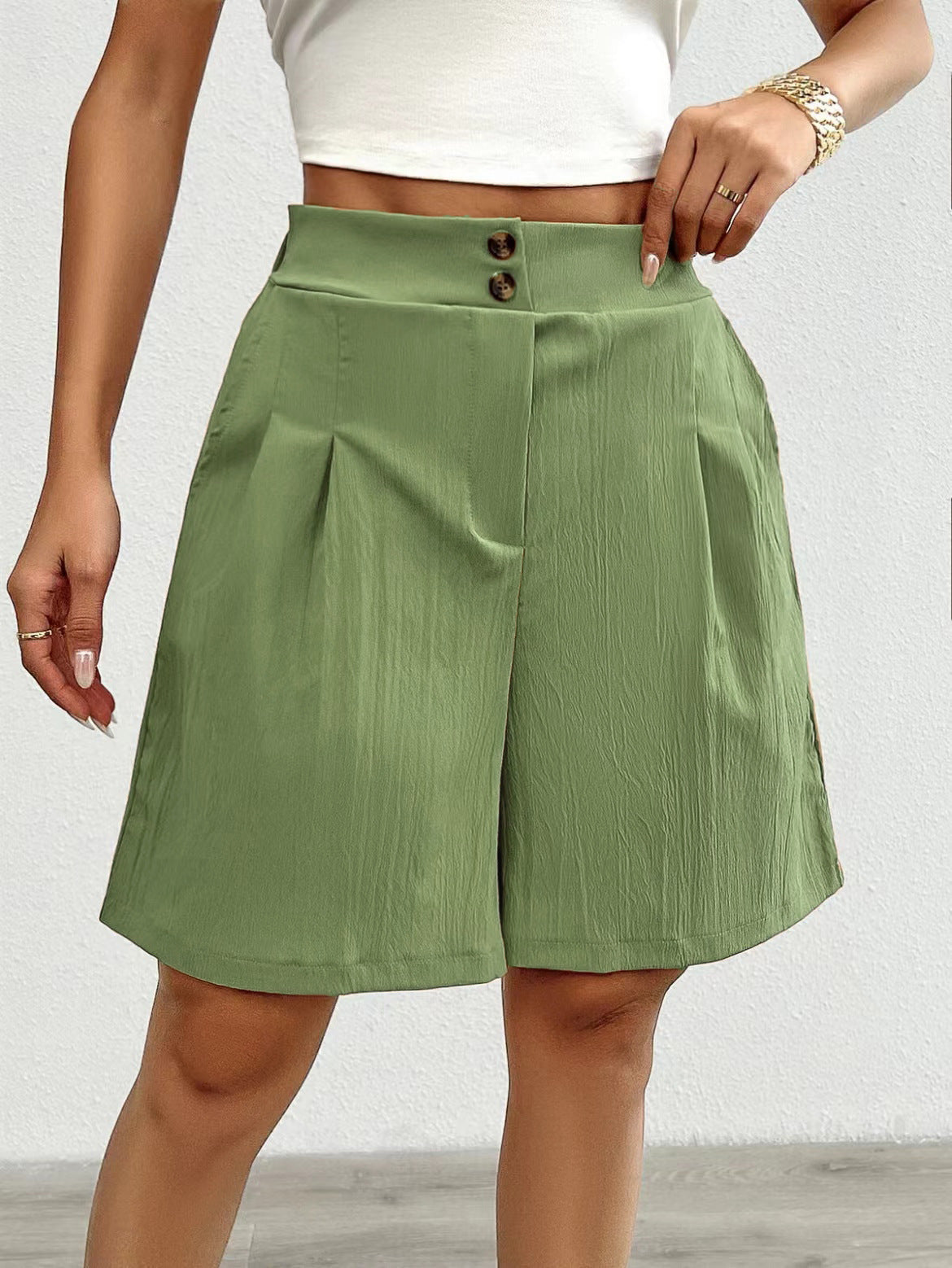 Shorts femme Berg-Feldt : Haute qualité, décontracté, taille haute, boutons décoratifs