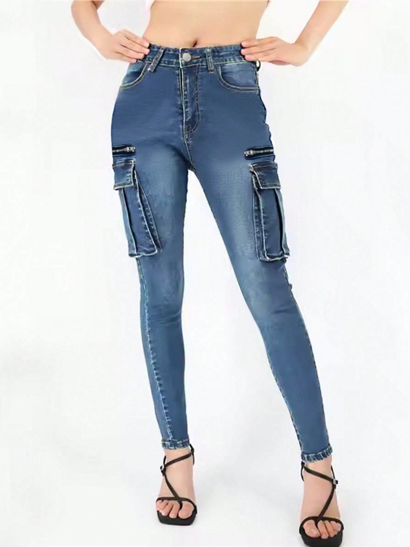 Pantalon cargo femme taille haute Berg-Feldt avec poches zippées