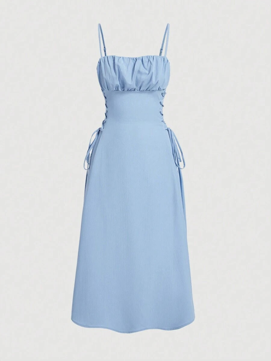 Robe mi-longue pour femme Berg-Feldt avec bretelles spaghetti réglables et taille ajustée
