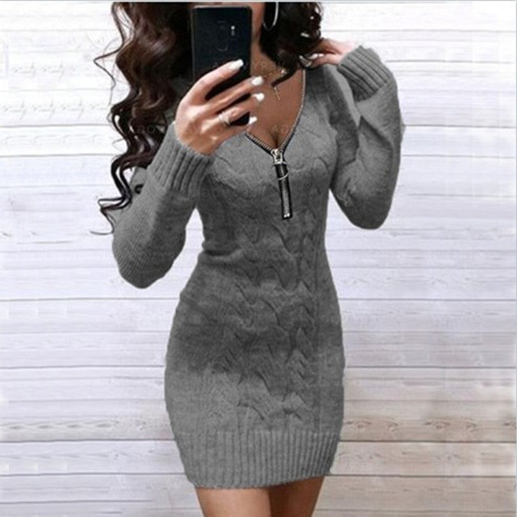 Robe pull en maille tressée avec fermeture éclair Berg-Feldt pour femme
