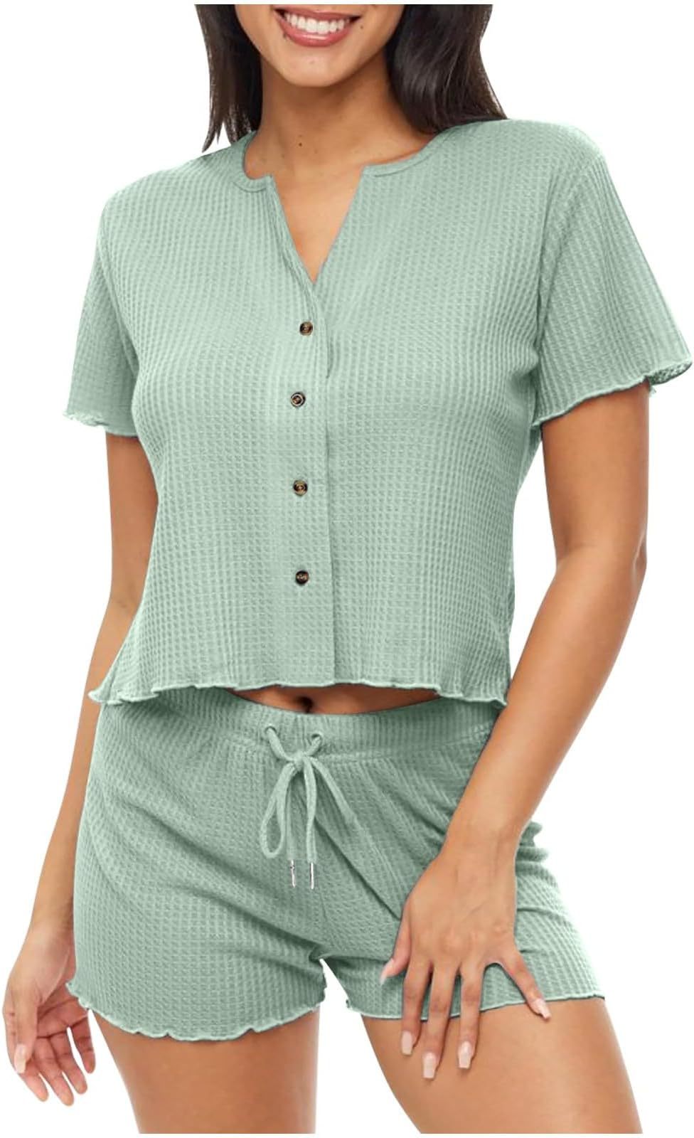 Ensemble de pyjama pour femme berg-feldt, confortable, à manches courtes et boutonné
