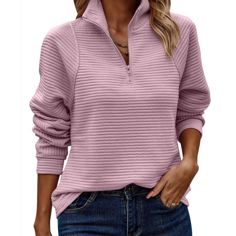 Pullover matelassé douillet pour femme avec col montant et demi-zip Berg-Feldt
