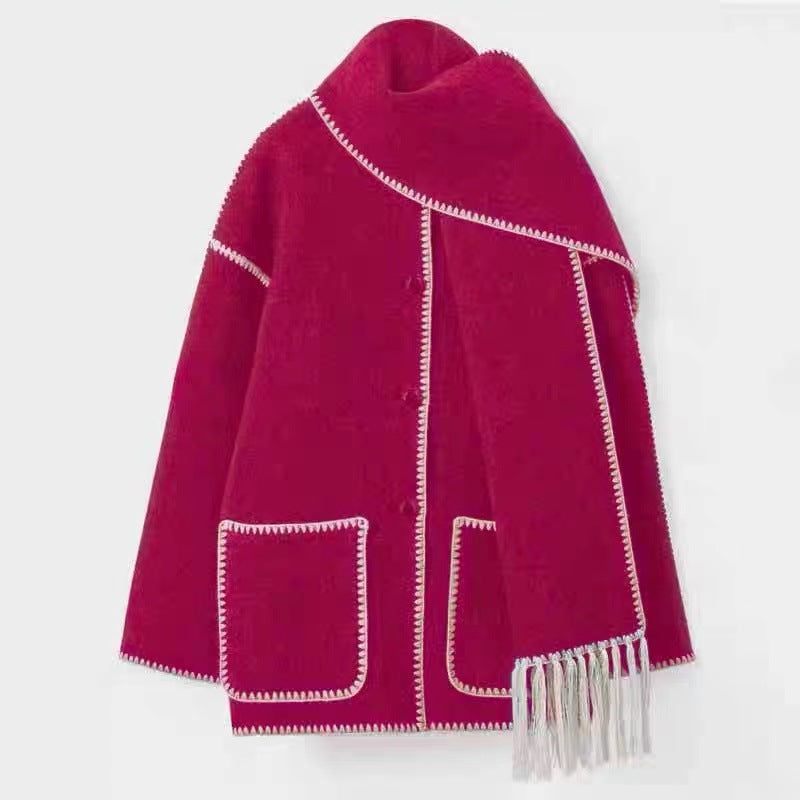 Damen Oversized Strickjacke mit Fransen und Taschen Berg-Feldt