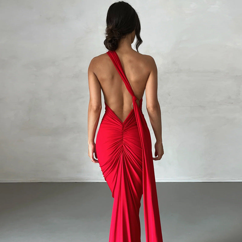 Robe longue asymétrique drapée élégante pour femme Berg-Feldt