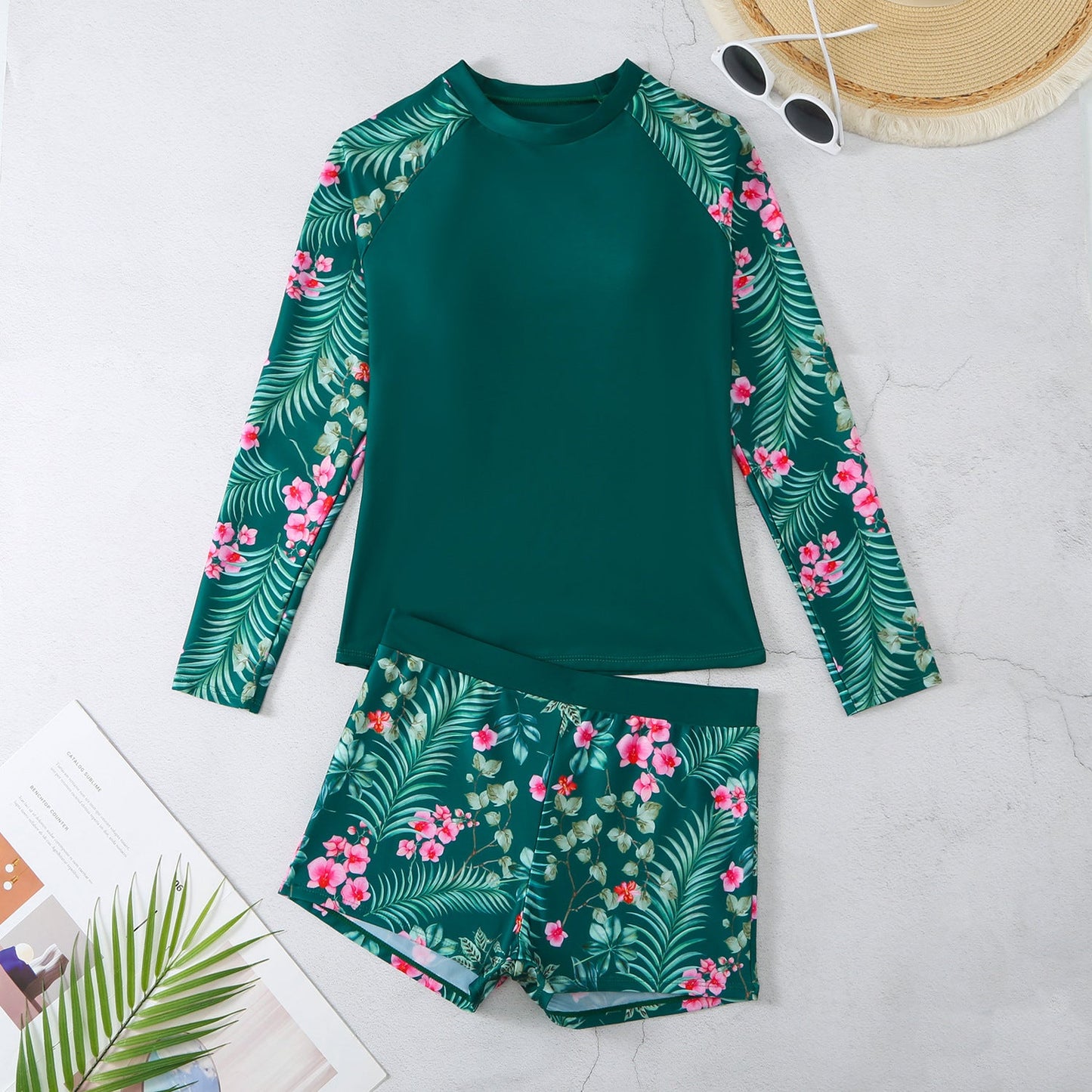 Ensemble de maillot de bain manches longues floral et anti-UV pour femmes berg-feldt