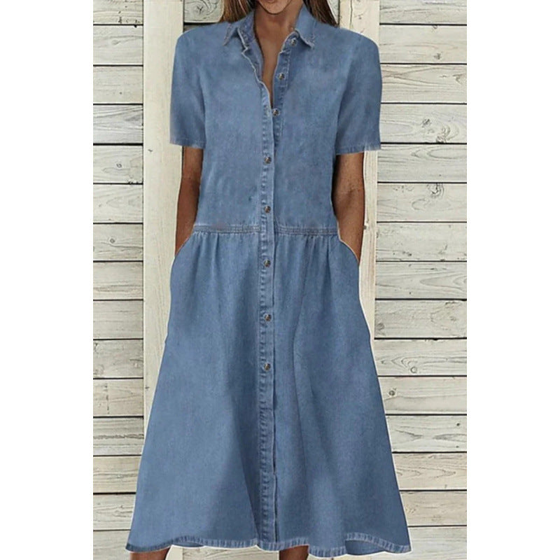 Robe midi en jean pour femme Berg-Feldt avec boutons et poches