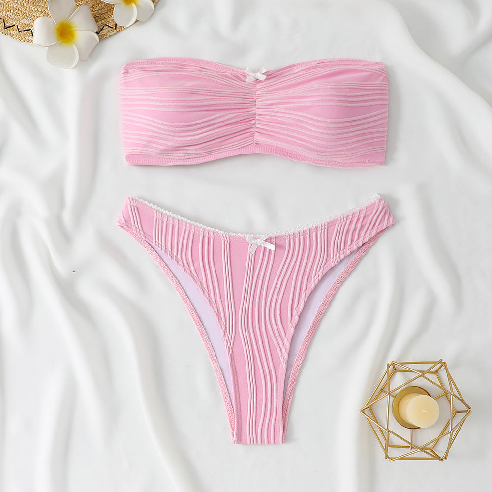 Ensemble bikini bandeau à côtes pour femme Berg-feldt