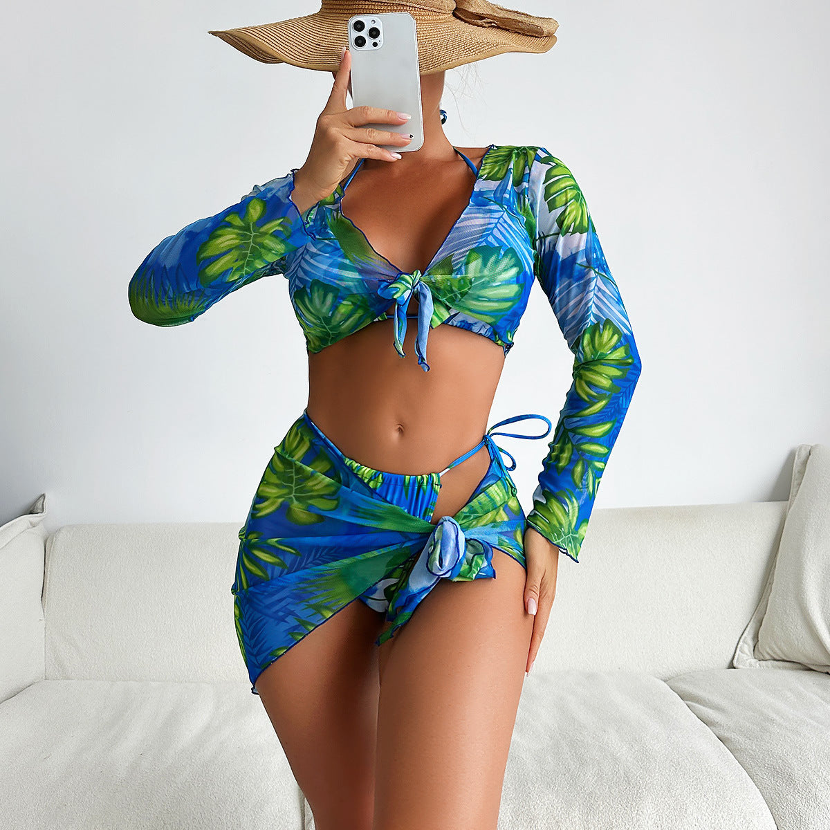 Ensemble de maillots de bain pour femmes Berg-Feldt à manches longues et motif floral