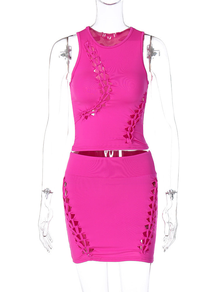 Sportliches Damen Crop-Top und Minirock Set mit innovativem Cut-Out Design von berg-feldt