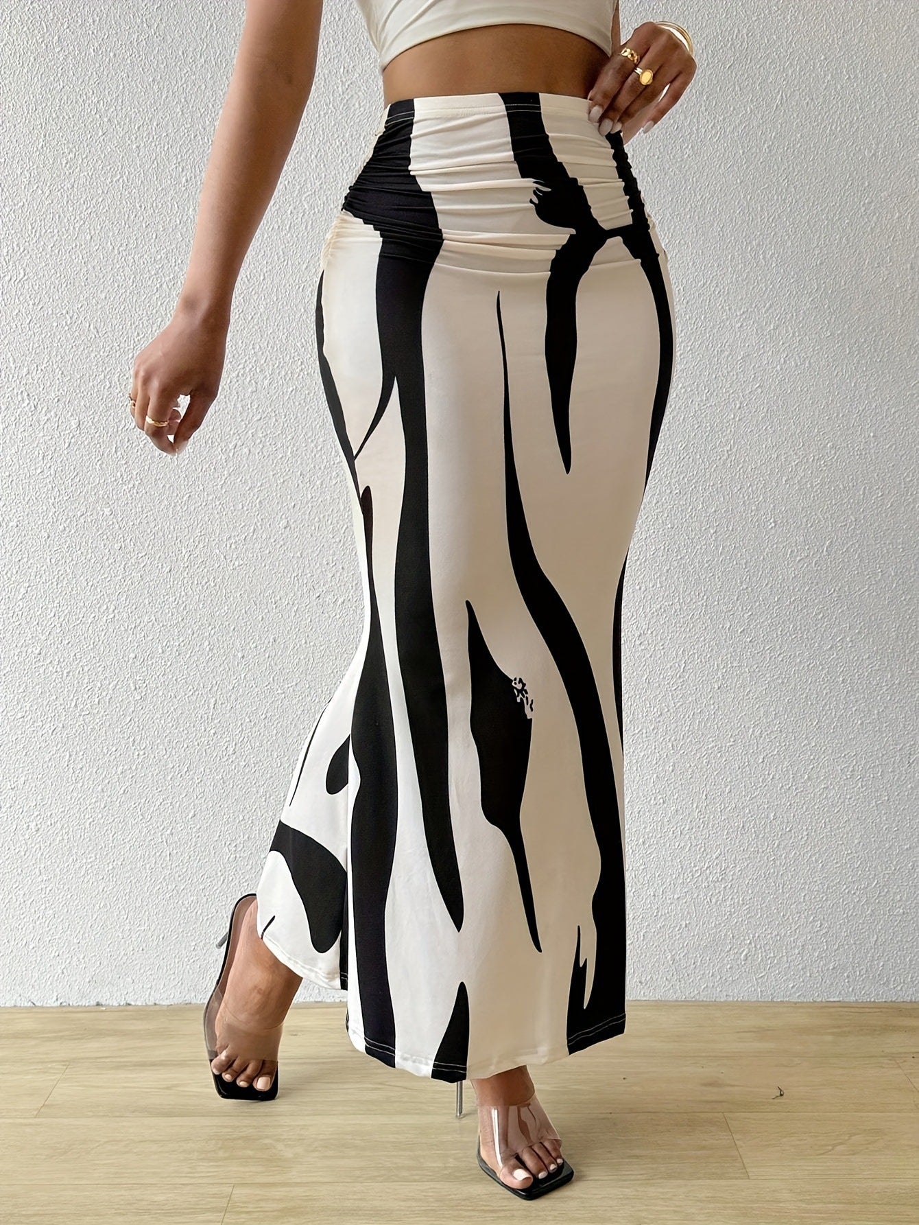 Jupe longue femme coupe fluide avec motif graphique berg-feldt