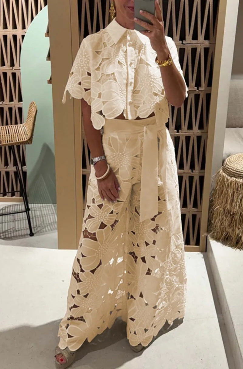 Ensemble floral moderne pour femme : chemisier court et jupe longue par berg-feldt