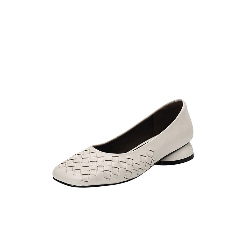 Chaussures plates pour femme Berg-Feldt avec motif tissé et petit talon carré