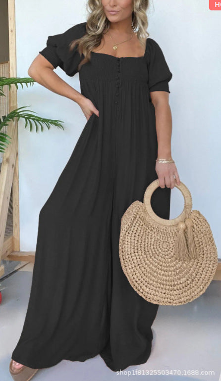 Berg-Feldt Robe longue pour femme, coupe décontractée à manches bouffantes
