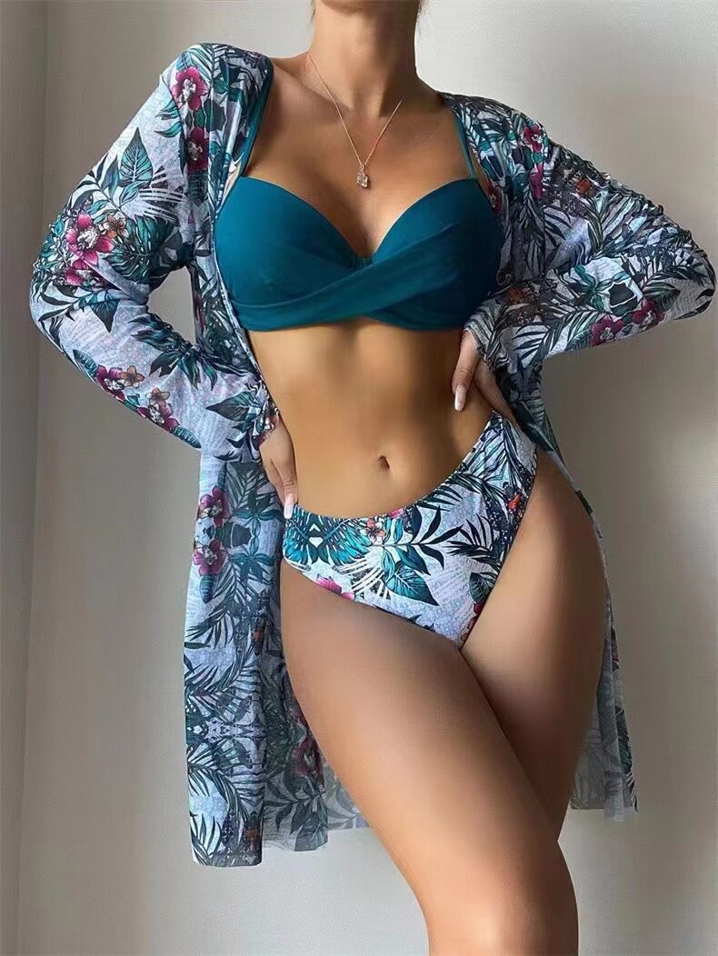 Ensemble Kimono de Plage pour Femme, Motif Floral, Fentes Hautes, de berg-feldt
