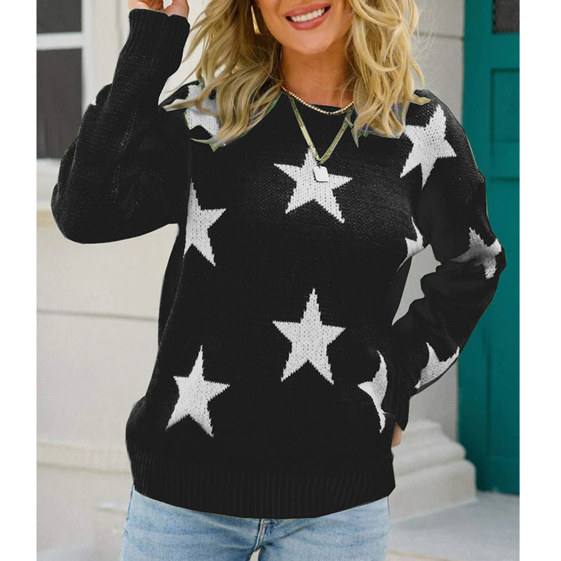 Damen Pull Tendance Imprimé Étoiles Coupe Décontractée Berg-Feldt
