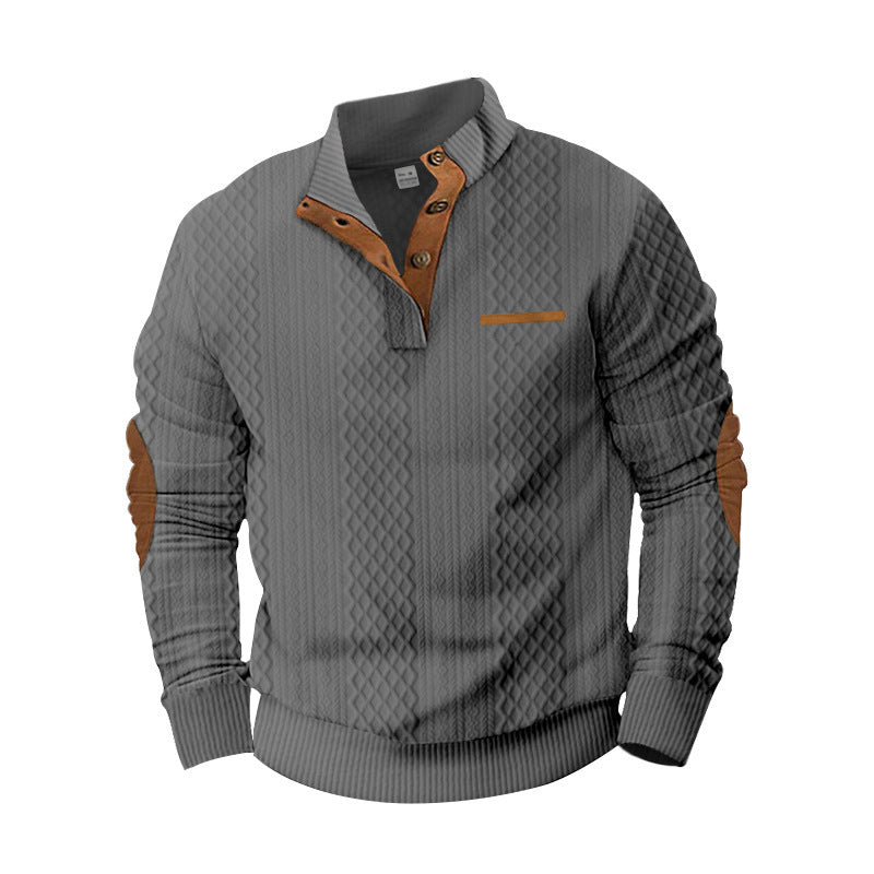 Pull-over tricoté confortable pour hommes avec motif texturé et applications élégantes Berg-Feldt