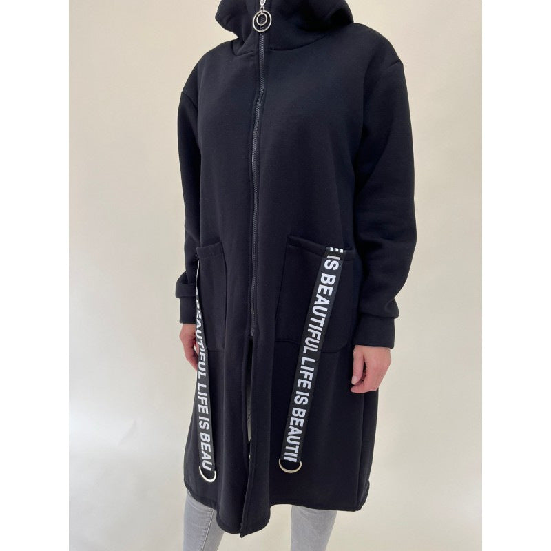 Berg-Feldt | Taschen Design Hoher Kragen Lange Kapuzen Sweatshirtjacke