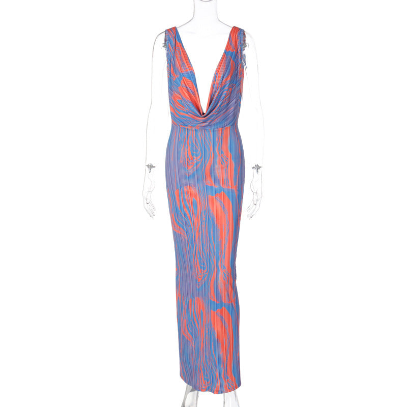 Robe longue plissée et fluide pour femme avec décolleté en V profond de berg-feldt