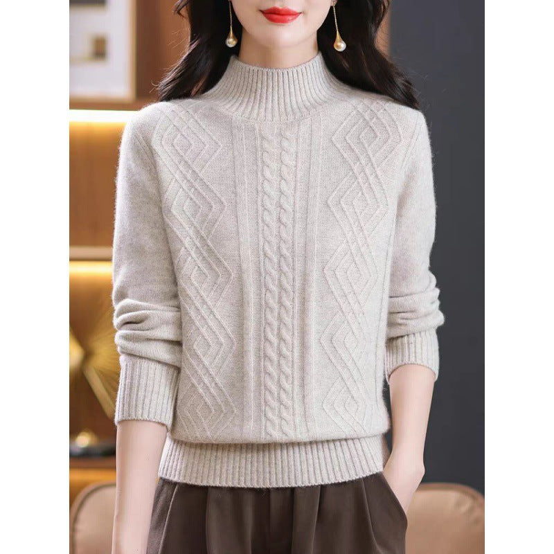 Damen Strickpullover mit Rippenstruktur und hochgeschlossenem Kragen Berg-Feldt
