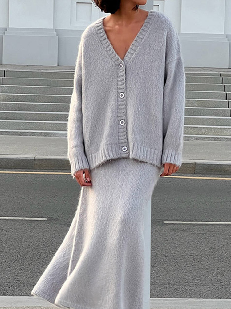 Ensemble Gilet Douillet et Jupe Longue en Maille Berg-Feldt pour Femme