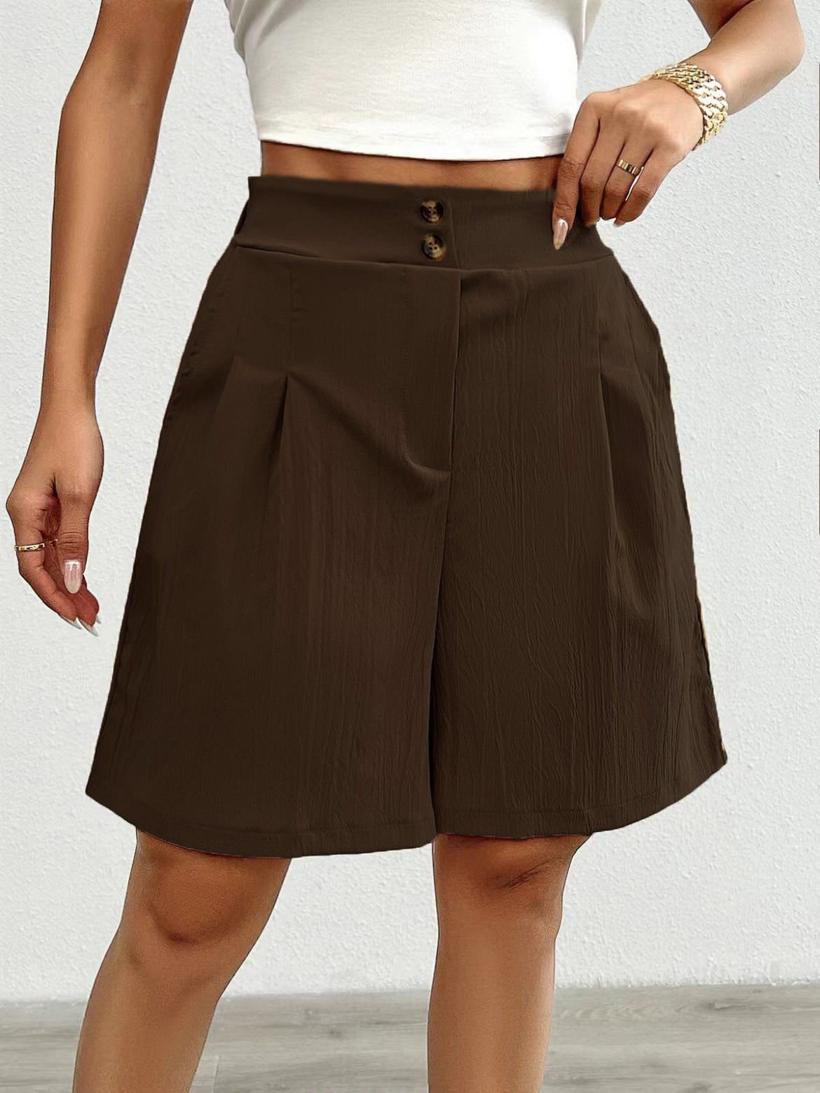 Shorts femme Berg-Feldt : Haute qualité, décontracté, taille haute, boutons décoratifs