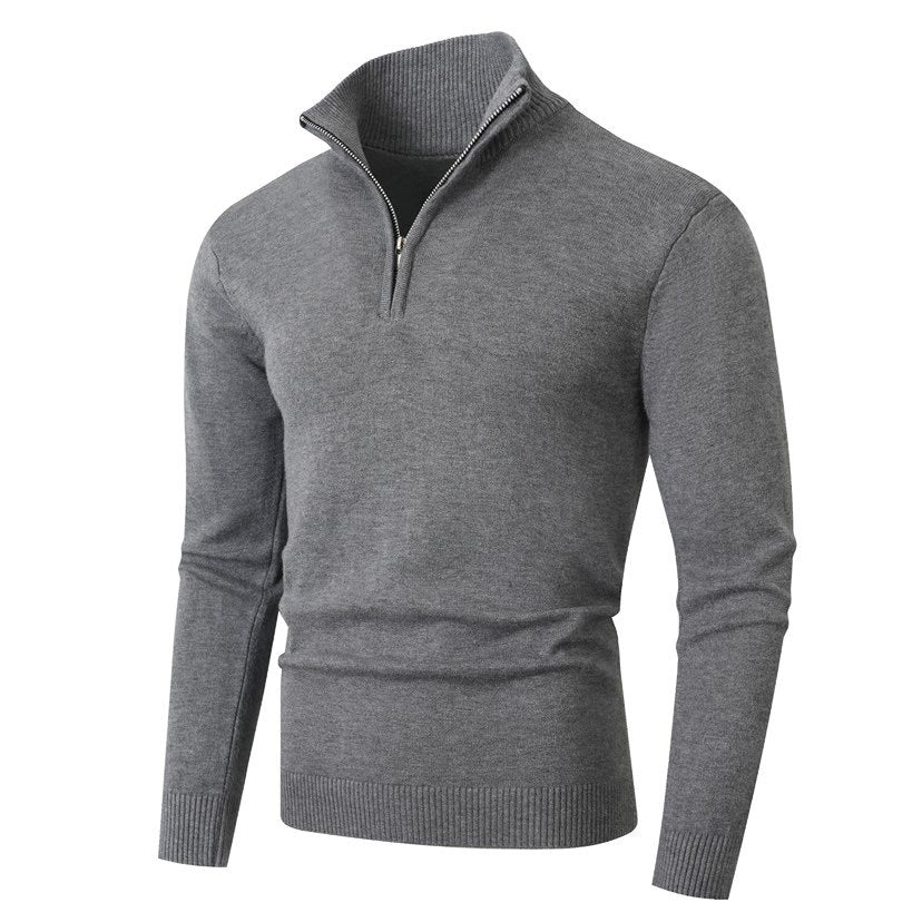 Herren Strickpullover mit modernem Stehkragen und hochwertigem Reißverschluss Berg-Feldt