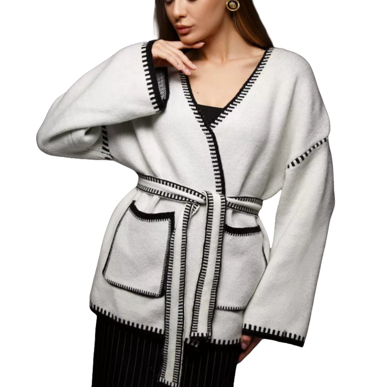 Damen Strickjacke mit großem Revers und praktischen Taschen Berg-Feldt