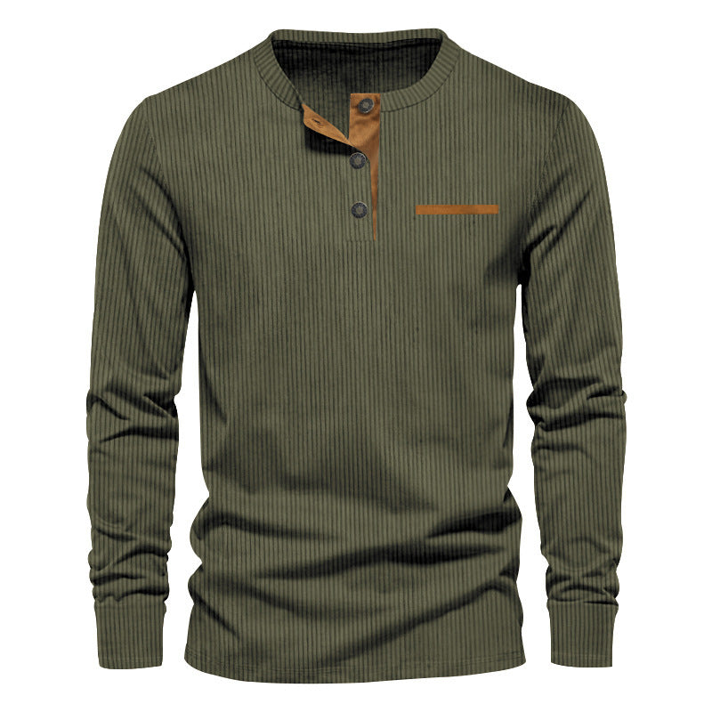 Herren Langarm-Henley-Shirt aus strukturiertem Rippenmaterial mit modernem Knopfdesign Berg-Feldt