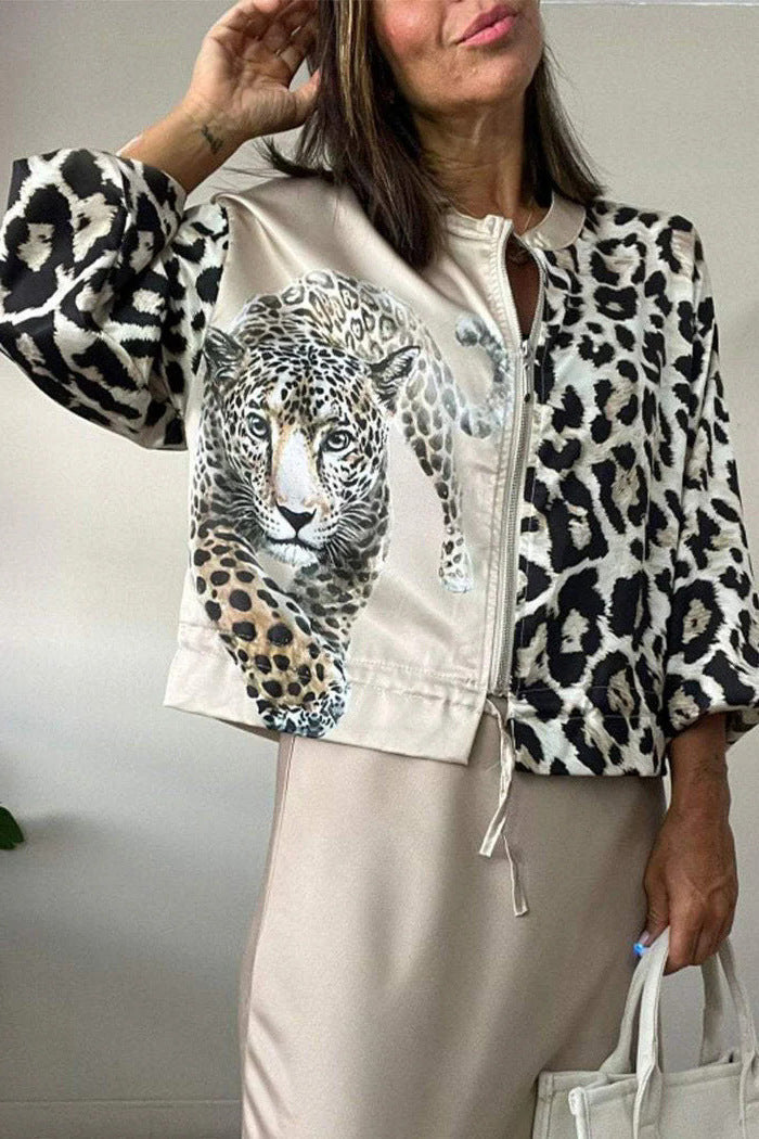 Bomber décontracté femme avec motif léopard extravagant Berg-Feldt