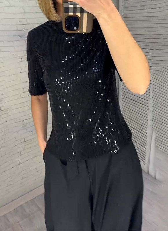 Modernes Damen Top mit Pailletten und Rippstruktur von berg-feldt