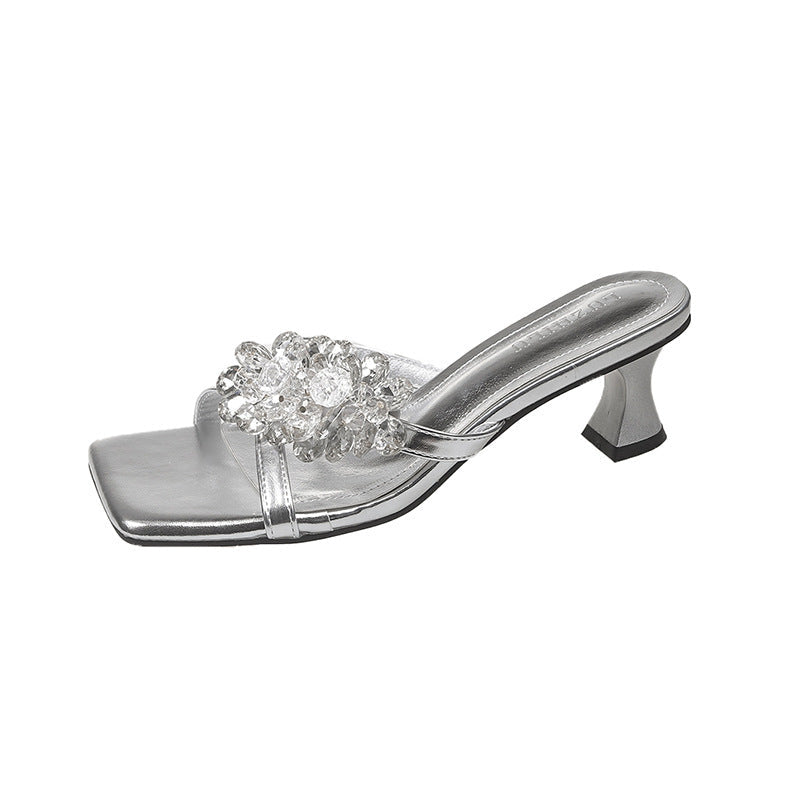 Sandales plates élégantes Berg-Feldt pour femme avec strass