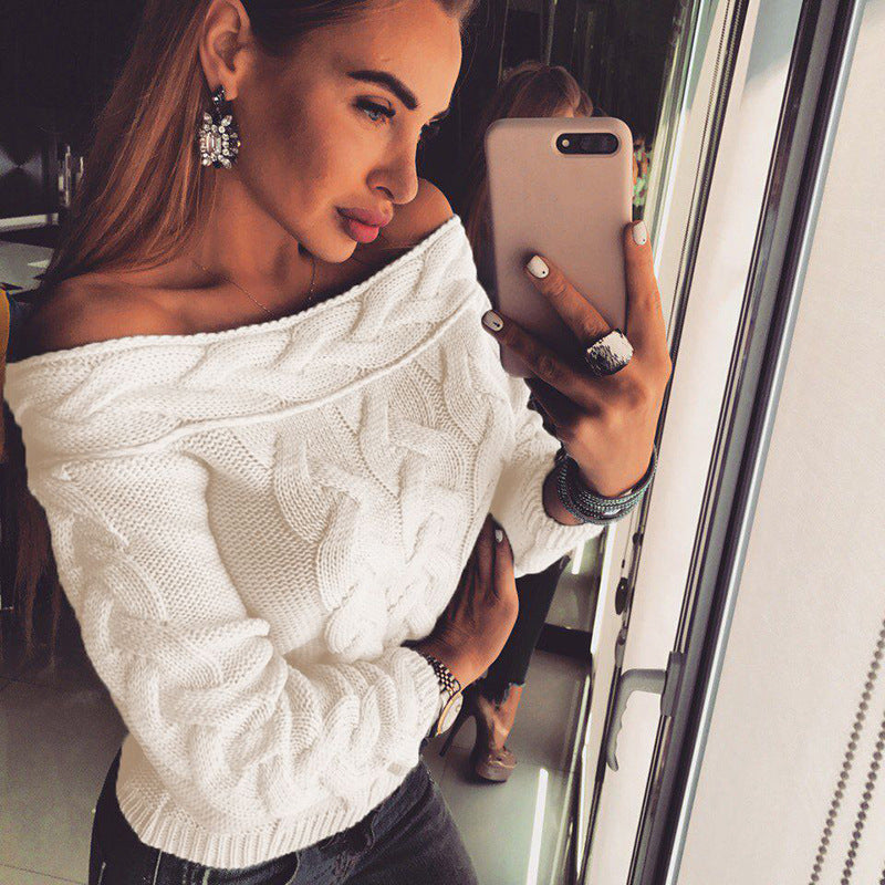 Pull en maille pour femme avec motif torsadé moderne et épaules dénudées Berg-Feldt