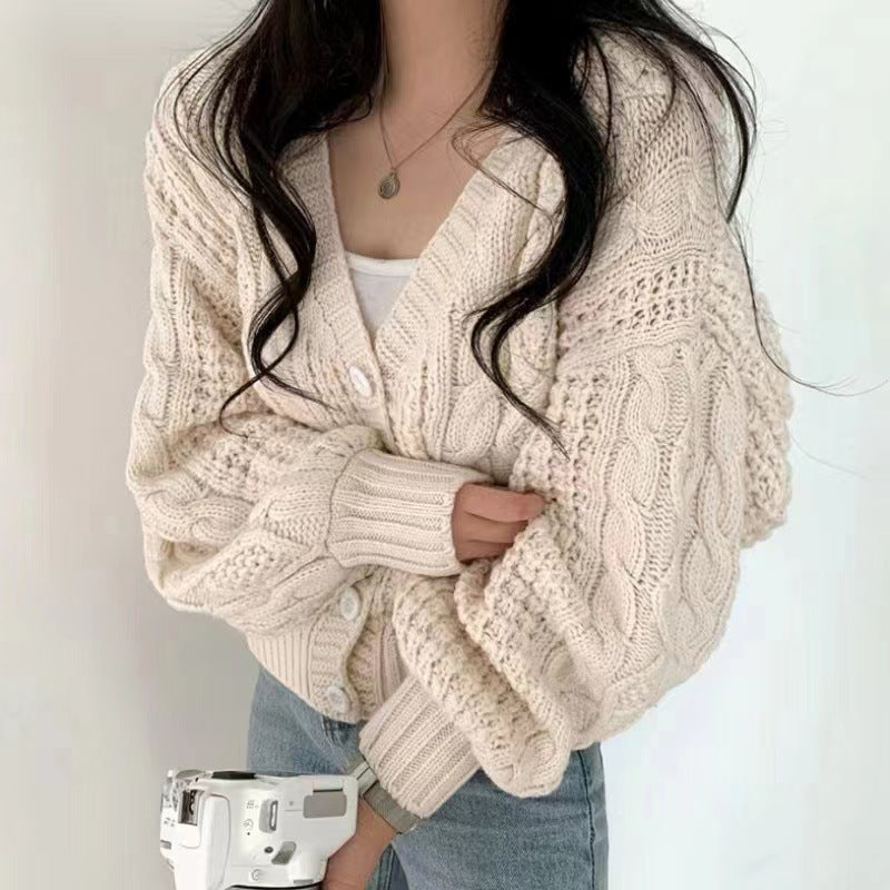 Cardigan en grosse maille pour femme avec manches volumineuses et motif torsadé unique Berg-Feldt