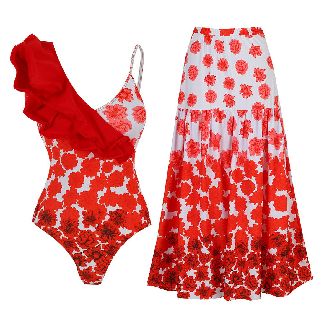 Ensemble de maillots de bain Berg-Feldt pour femme, avec imprimé floral et volants tendance