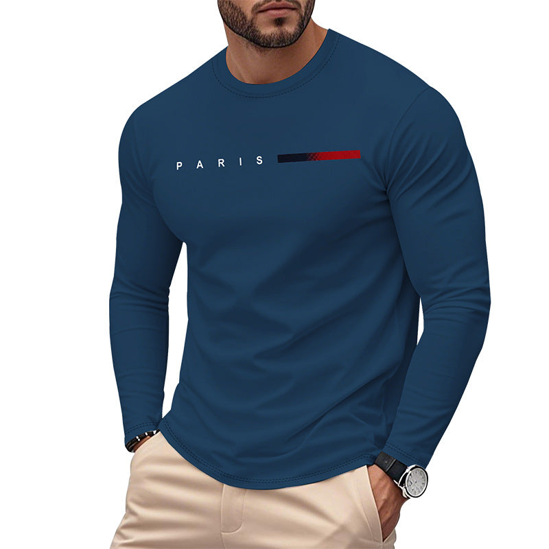 T-shirt à manches longues pour homme avec imprimé Paris moderne et ourlet élastique Berg-Feldt