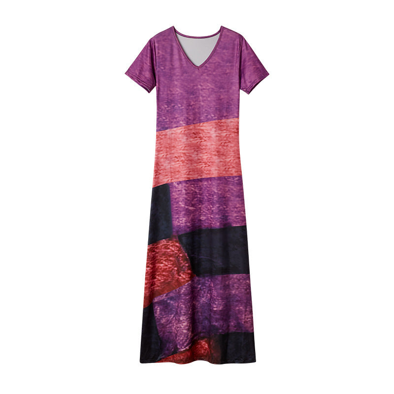 Berg-Feldt Robe longue pour femme à col en V et rayures