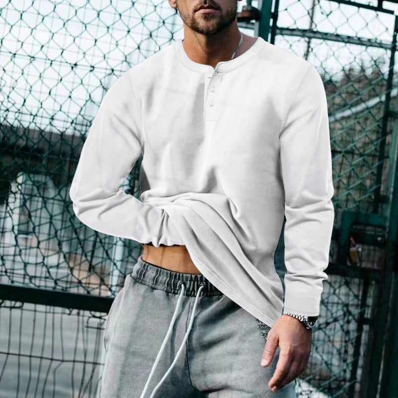Herren Langarm-Henley-Shirt mit klassischem Knopfleisten-Design und weichem Baumwollmix Berg-Feldt