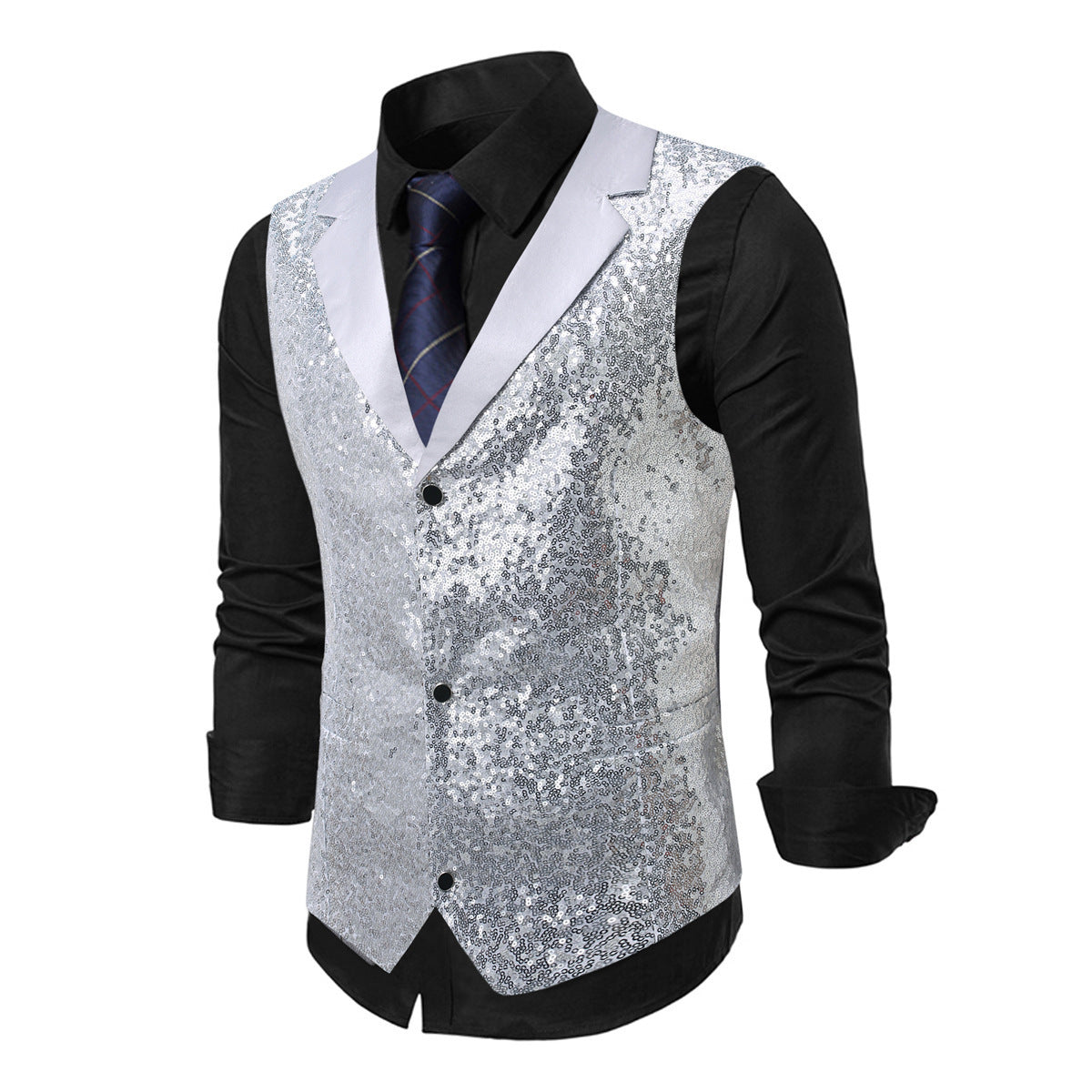 Gilet de costume pailleté pour homme, coupe classique Berg-Feldt