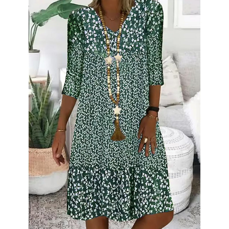 Robe midi élégante Fudus à manches 3/4 et encolure en V