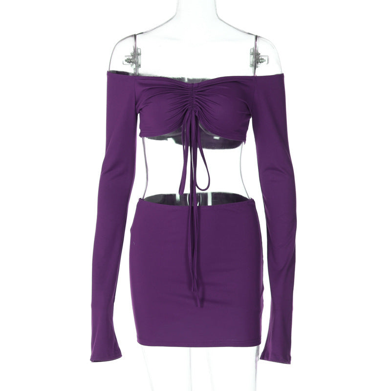 Elegantes Damen-Set: Crop-Top und Rock mit Raffung und langen Ärmeln von berg-feldt