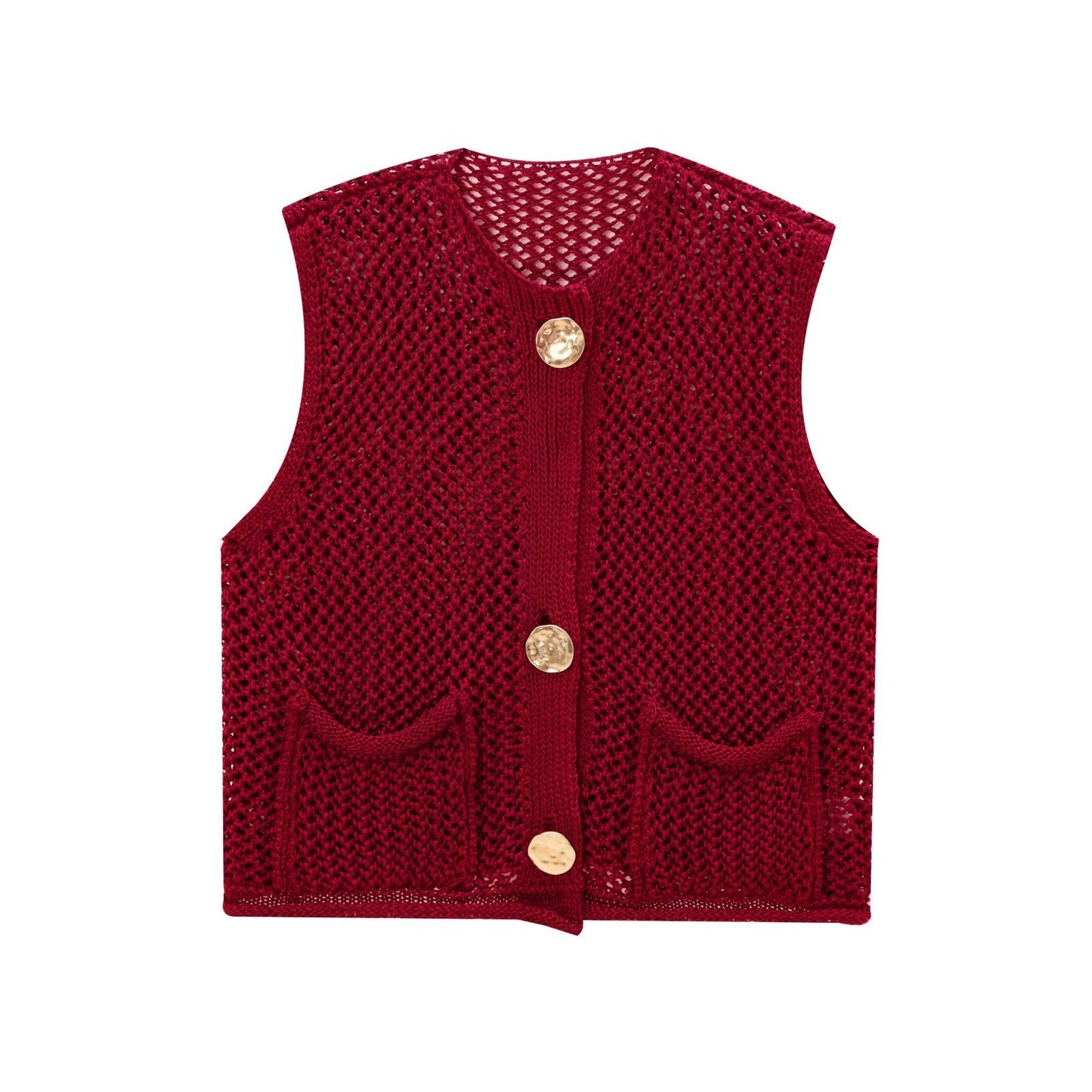 Gilet en maille aéré pour femme avec boutons décoratifs et poches Berg-Feldt