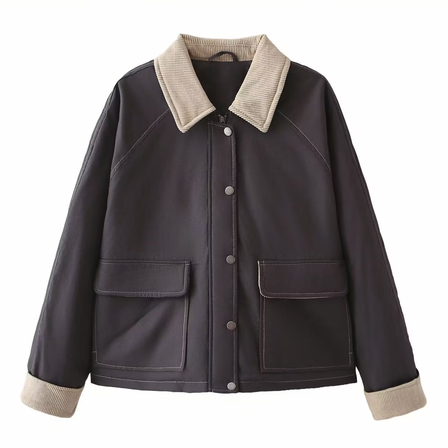 Berg-Feldt Women's Jacket: Veste décontractée de style utilitaire avec col en velours côtelé