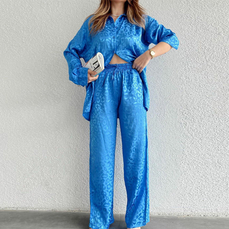 Ensemble de loungewear en satin pour femme Berg-feldt à imprimé léopard