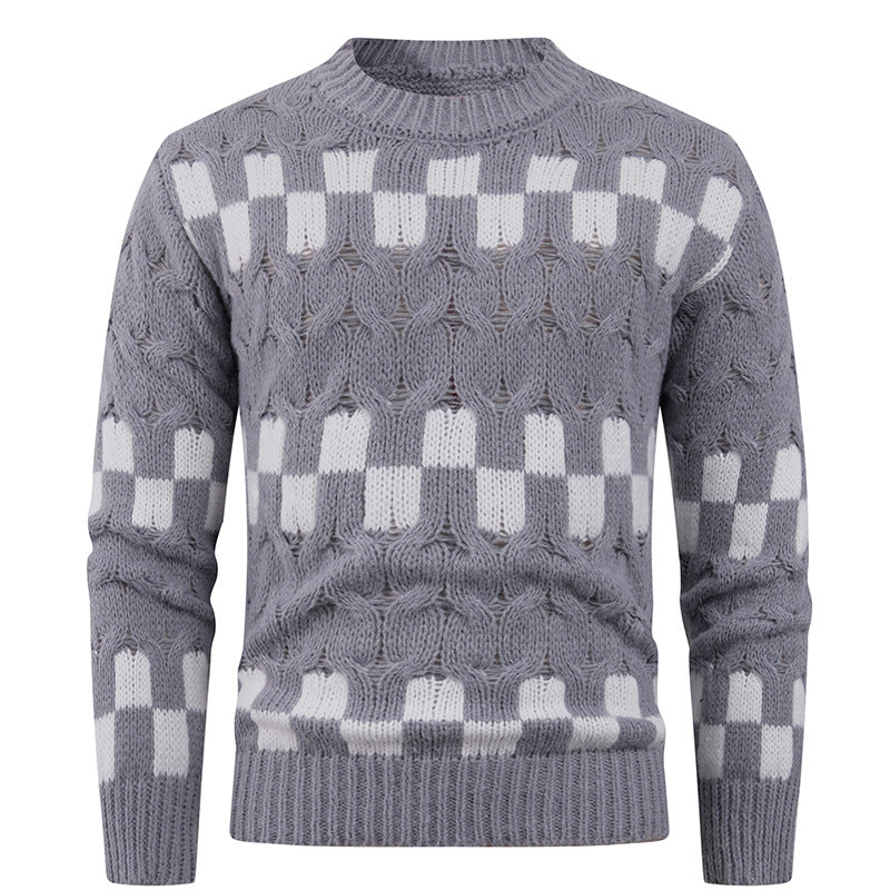 Pull en maille pour homme avec motifs géométriques créatifs et col montant Berg-Feldt