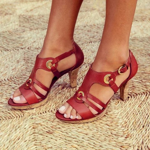 Damen Elegante Sandalen mit modischen Riemen und hohem Absatz Berg-Feldt