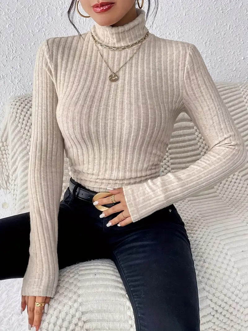 Pull à col roulé et manches longues en maille fine côtelée Berg-Feldt pour femme