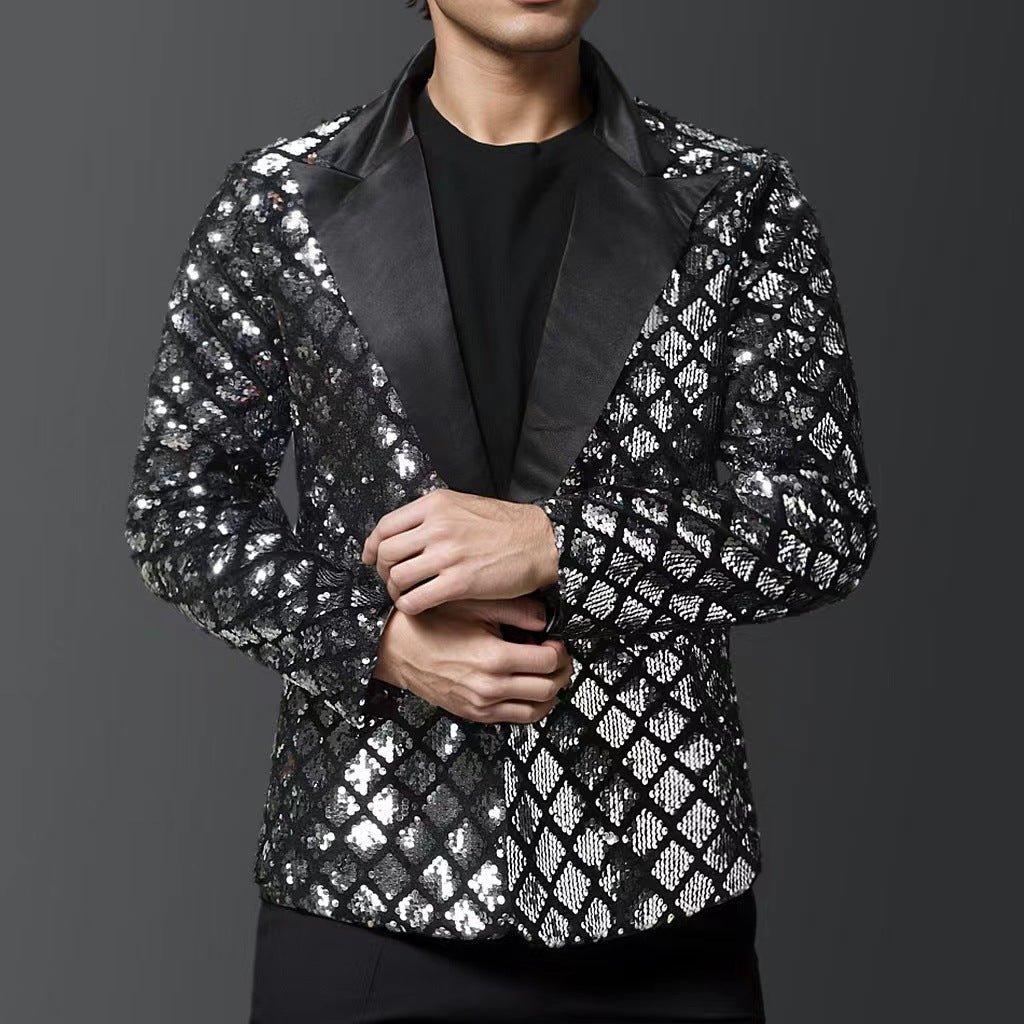 Blazer de smoking pour homme scintillant avec motifs de paillettes de luxe Berg-Feldt