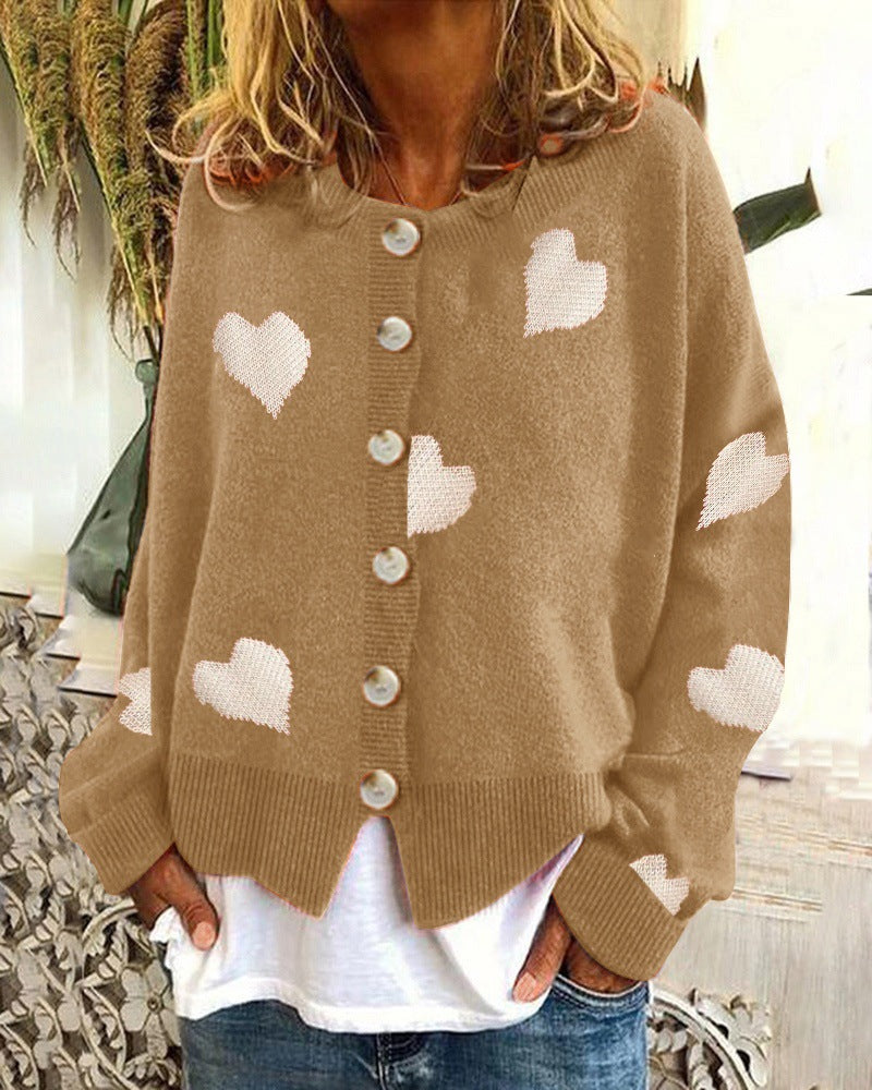 Dames cardigan douillet en maille avec motif cœur Berg-Feldt